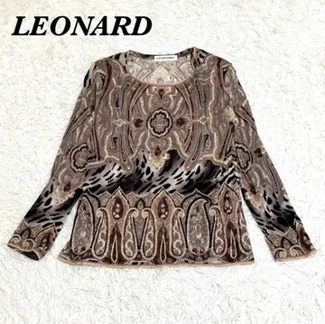 [ 새상품급 ] LEONARD 올 패턴 긴팔 티셔츠 44 브라운