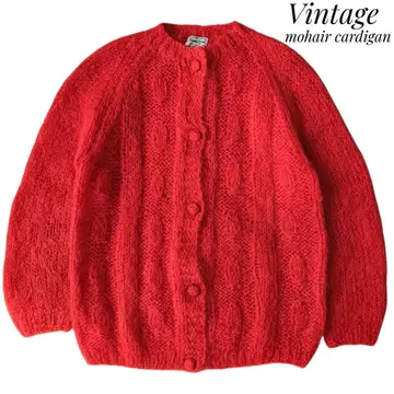 모헤어 니트 가디건 mohair 빈티지 이탈리아제 빨간색
