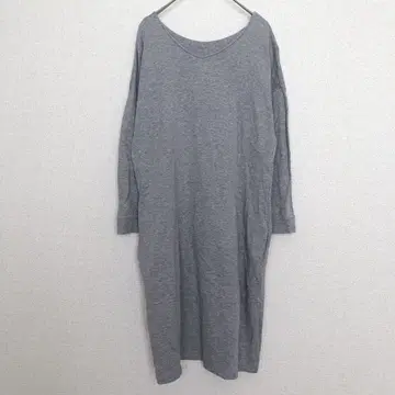 언타이틀 | 긴팔 무릎 기장 티셔츠 원피스 [2] V넥 루즈핏 그레이