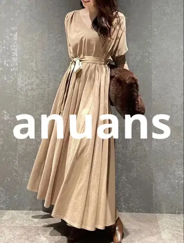 새상품급 anuans 돌먼 슬리브 원피스 FREE 브라운