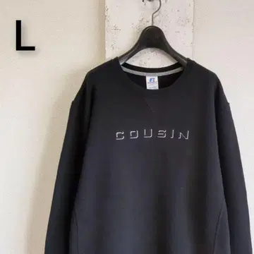 구제 의류 러셀 애슬레틱 맨투맨 블랙 로고 자수 COUSIN L