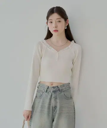 Chico 프릴 도킹 헨리 니트