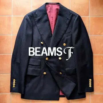 BEAMS F 블레이저 다크 네이비 골드 버튼 핸드메이드 라인 44