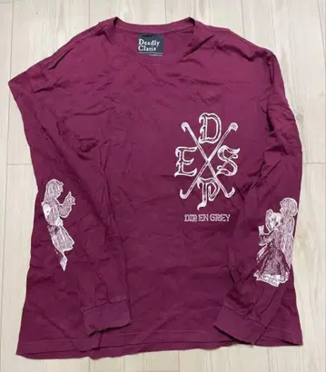 Dir en grey Deadly Claris 버건디 긴팔 티셔츠