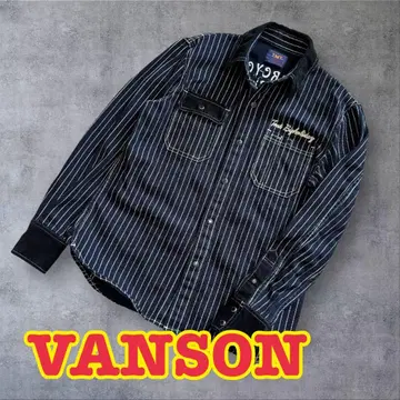 VANSON 커버올 스트라이프 자수 워크 자켓
