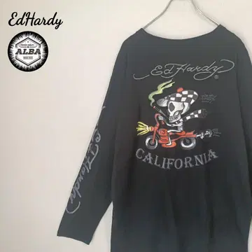 EdHardy 에드하디 T셔츠 해골 스컬 자수 바이크 블랙