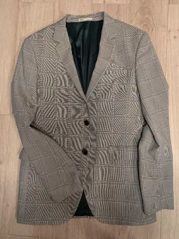 ZARA 그레이 체크 무늬 테일러드 자켓