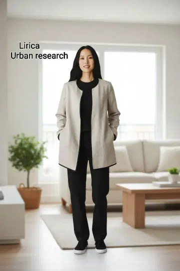 새상품급 Lirica Urban research 파이핑 린넨 자켓