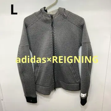 [ 레어 ] 아디다스 콜라보 그레이 메쉬 후드 부착 자켓