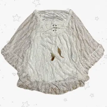 레이스 튜닉 돌먼 슬리브 판초 깃털 페어리 그런지 모리걸