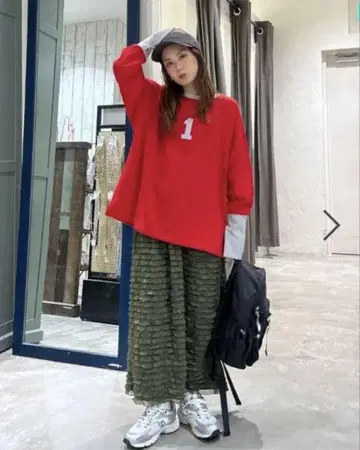 niko and 롱 커프스 티셔츠 레드