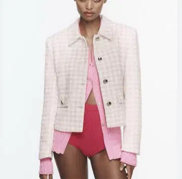 가격 인하 zara 핑크 트위드 자켓