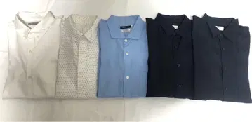 긴팔 셔츠 5장 M 상당 면 린넨 화이트 블루 도트