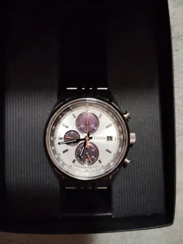 CITIZEN 크로노그래프 시계 실버 에코 드라이브 eco drive