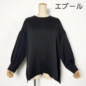 에부르 벌룬 슬리브 상의 블랙 긴팔 맨투맨
