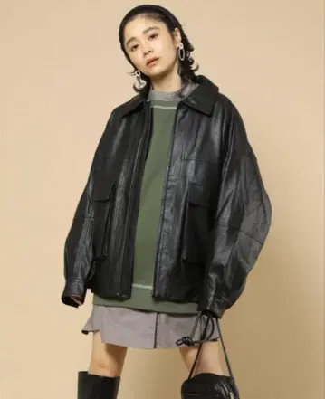 freaks store 인조 가죽 블루종