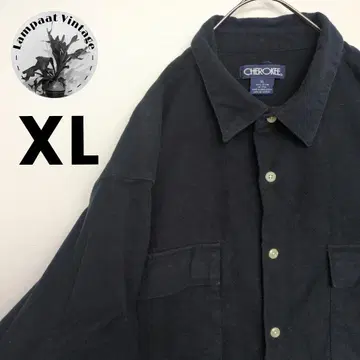 US 구제 의류 플란넬 셔츠 CHEROKEE 네이비 XL