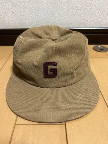 베이지 코듀로이 캡 G 자수