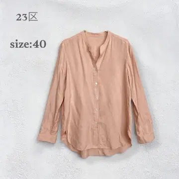 23구 셔츠 깔끔한 상의 긴팔 피쉬테일 레귤러 카라 핑크