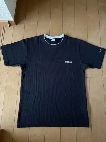 Hanes 리브 편직 티셔츠 L 사이즈 블랙