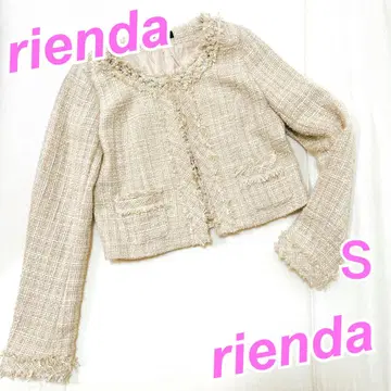rienda 비쥬 트위드 자켓 펄 프린지 베이지 S
