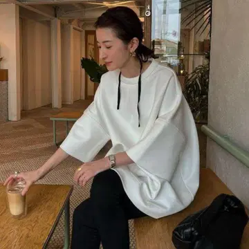 CLANE 벌키 라인 하프 슬리브 오버 사이즈 화이트