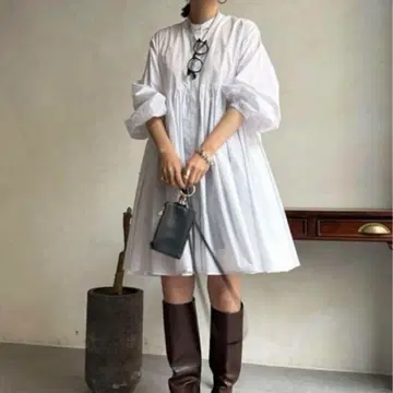 Dou Dou 개더 튜닉 블라우스 화이트