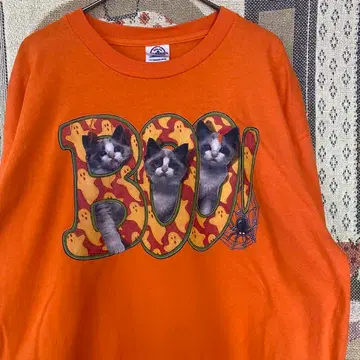 00s 할로윈 고양이 cat 유령 유령 롱T vintage