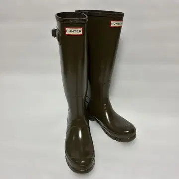 거의 새상품! HUNTER 롱 레인부츠 카키 24cm