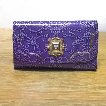 ANNA SUI 안나수이 퍼플 라메 꽃무늬 3단 4연 키케이스