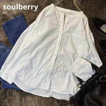 새상품급*soulberry 밴드 카라 긴팔 셔츠 스티치 화이트