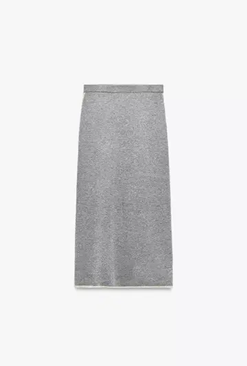 ZARA 대비 파이핑 니트 미디 스커트