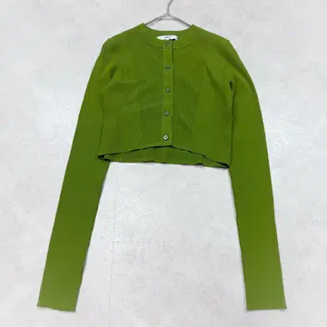 24AW 정가 26만원 UN3D. 숏 니트 가디건 라임 리브 니트