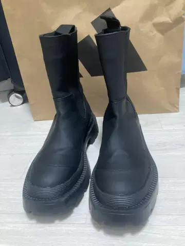 블랙 사이드 고어 부츠 합성 피혁