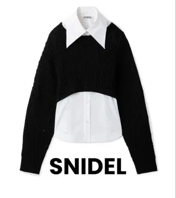 [ SNIDEL ] 크롭 니트 셔츠 레이어드 풀오버