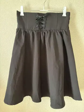 다크 그레이 플레어 스커트 레이스업