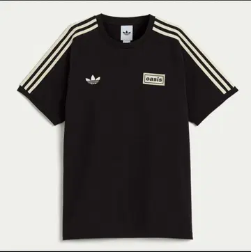 미사용 Adidas Oasis 쓰리 스트라이프 티셔츠 블랙 L