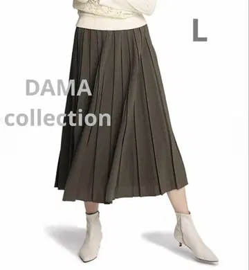 새상품 디노스 DAMA collection 플리츠 스커트 카키 L