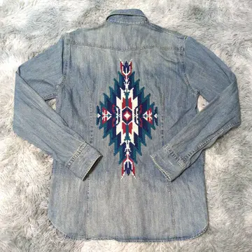 [ AZUL by moussy ] 데님 셔츠 네이티브 자수 L 사이즈