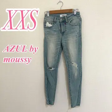 AZUL by moussy 스카이블루 스키니 데님 XXS 캐주얼 청바지