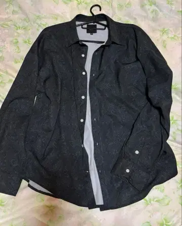 블랙 페이즐리 무늬 긴팔 셔츠