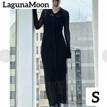 새상품 LAGUNAMOON 오픈워크 패턴 컬러 니트 원피스 S