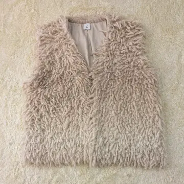 알파카 혼방 샤기 퍼 베스트 베이지 여성용