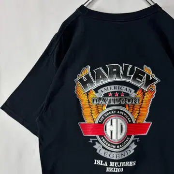 할리데이비슨 T셔츠 빅 프린트 L 사이즈 블랙 구제 의류