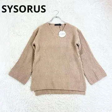 미사용 택 포함 SYSORUS 시소라스 니트 V넥 사이드 슬릿 워셔블