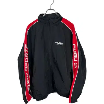 새상품급 FUBU 후부 남성용 블랙 소매 자수 나일론 자켓 블루종
