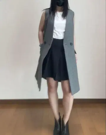 ZARA 울 혼방 그레이 더블 버튼 슬리브리스 베스트