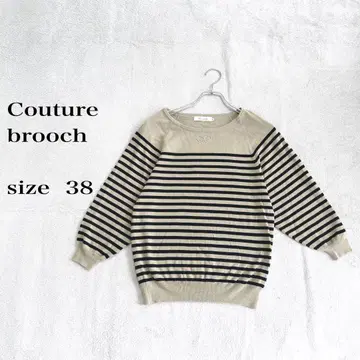 Couture brooch 보더 니트 블랙 브라운 size 38(M)