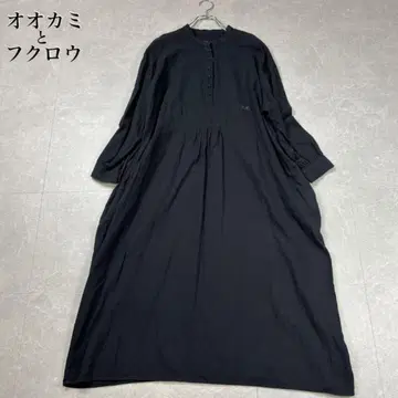 늑대와 올빼미 올빼미와 부드러운 달빛의 기억 롱 원피스 블랙