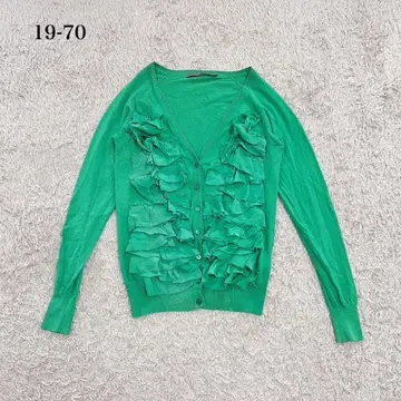 1970 프릴 가디건(42) V넥 페미닌 개성파